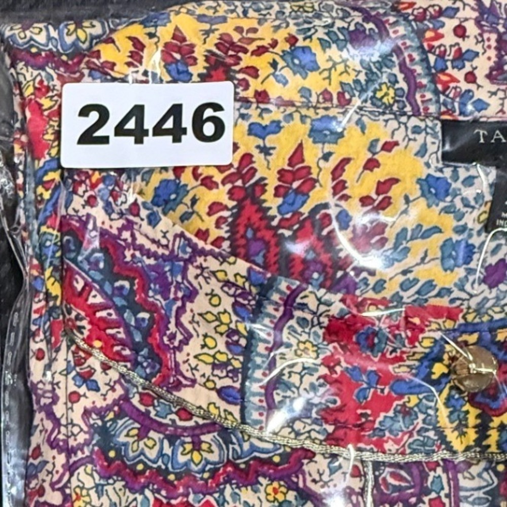 Talbots Woman Paisley Medallion Cotton Top 20W Multi-Color Gold Button 2446 - Picture 7 of 7
